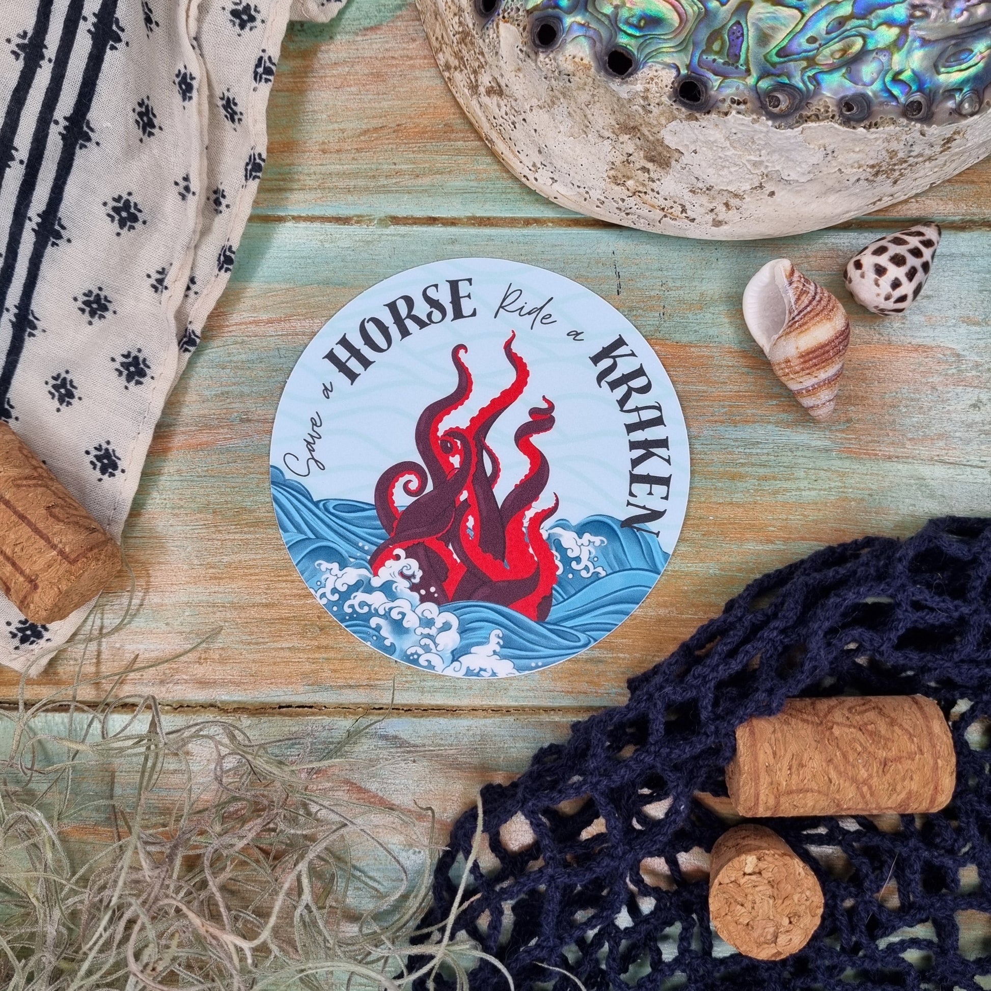 Save a Horse, Ride a Kraken Premium Sticker - Lavish Library